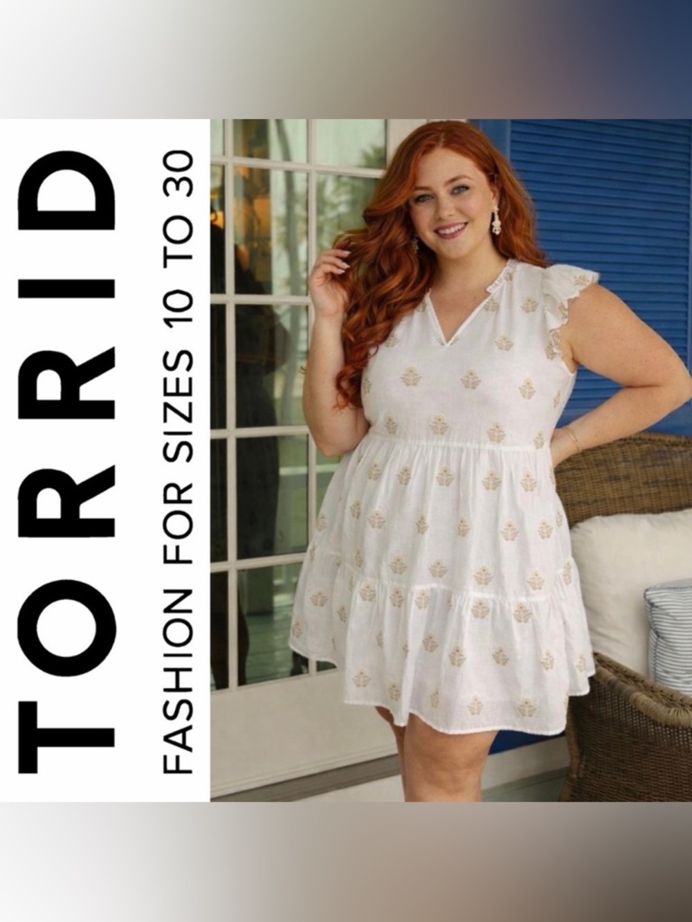 Torrid Belle Isle Tiered Cloud Dancer White Embroidered Mini Dress, Large, NWT!